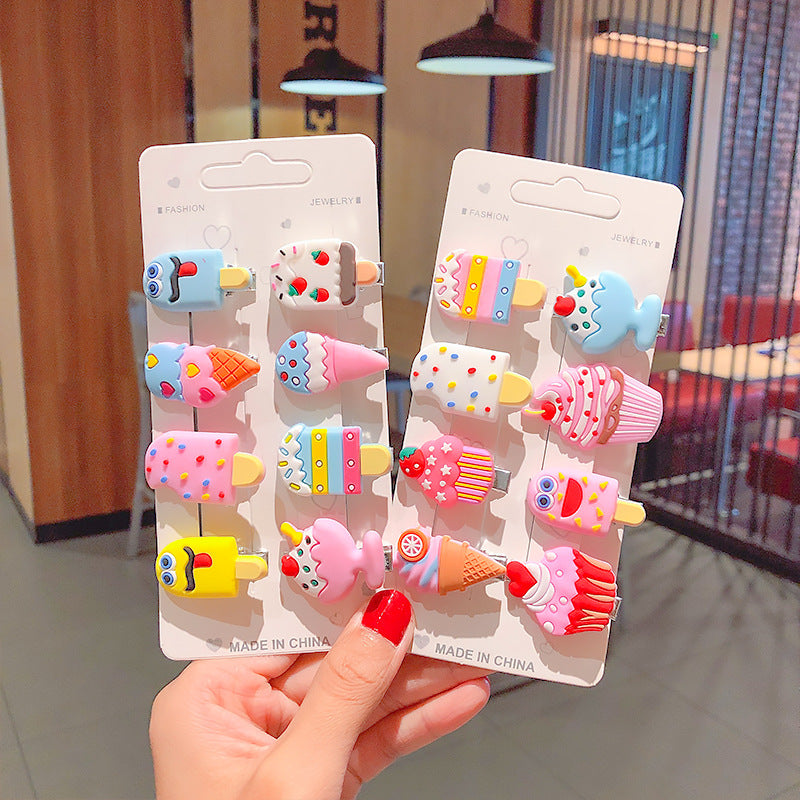 10 Pcs Girls Cartoon Fruit Hairpin Set